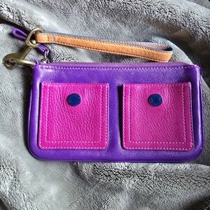 Coach Purple and Pink Leather Wristlet